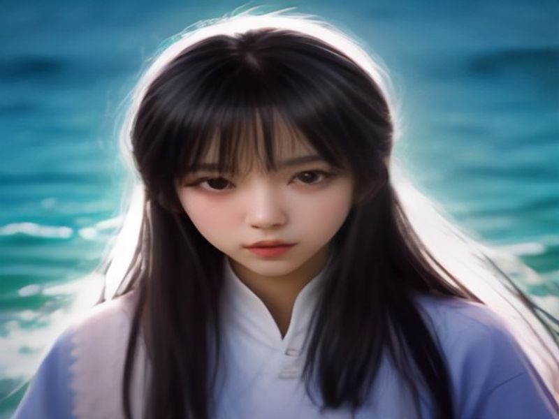 一个穿着连衣裙的动漫角色对着镜子露出惊讶表情，旁边散落着魔法书和药水瓶，象征性别转换的奇幻瞬间